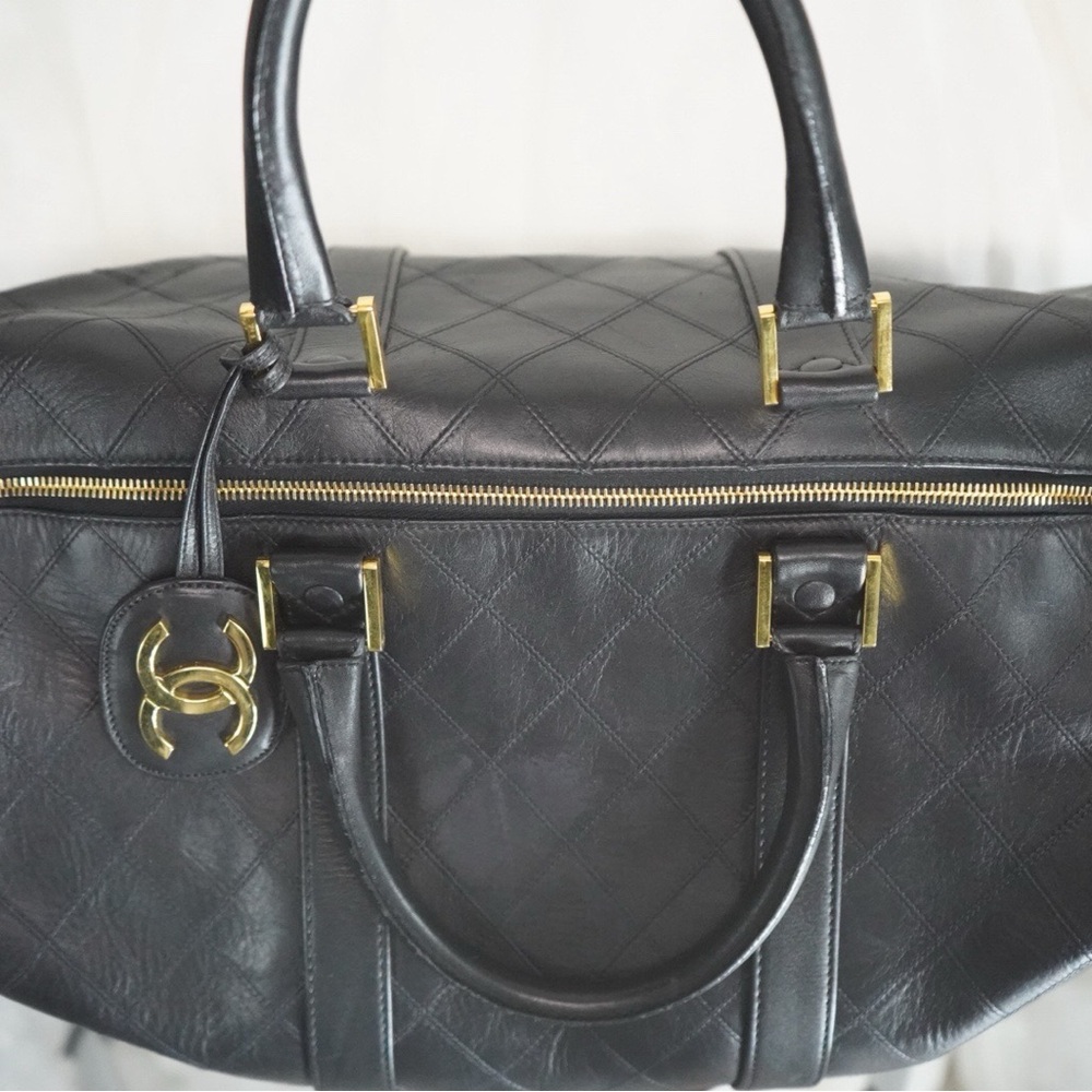 Chanel Black Quilted Lambskin Boston Duffle Bag - Picture 10 of 13
